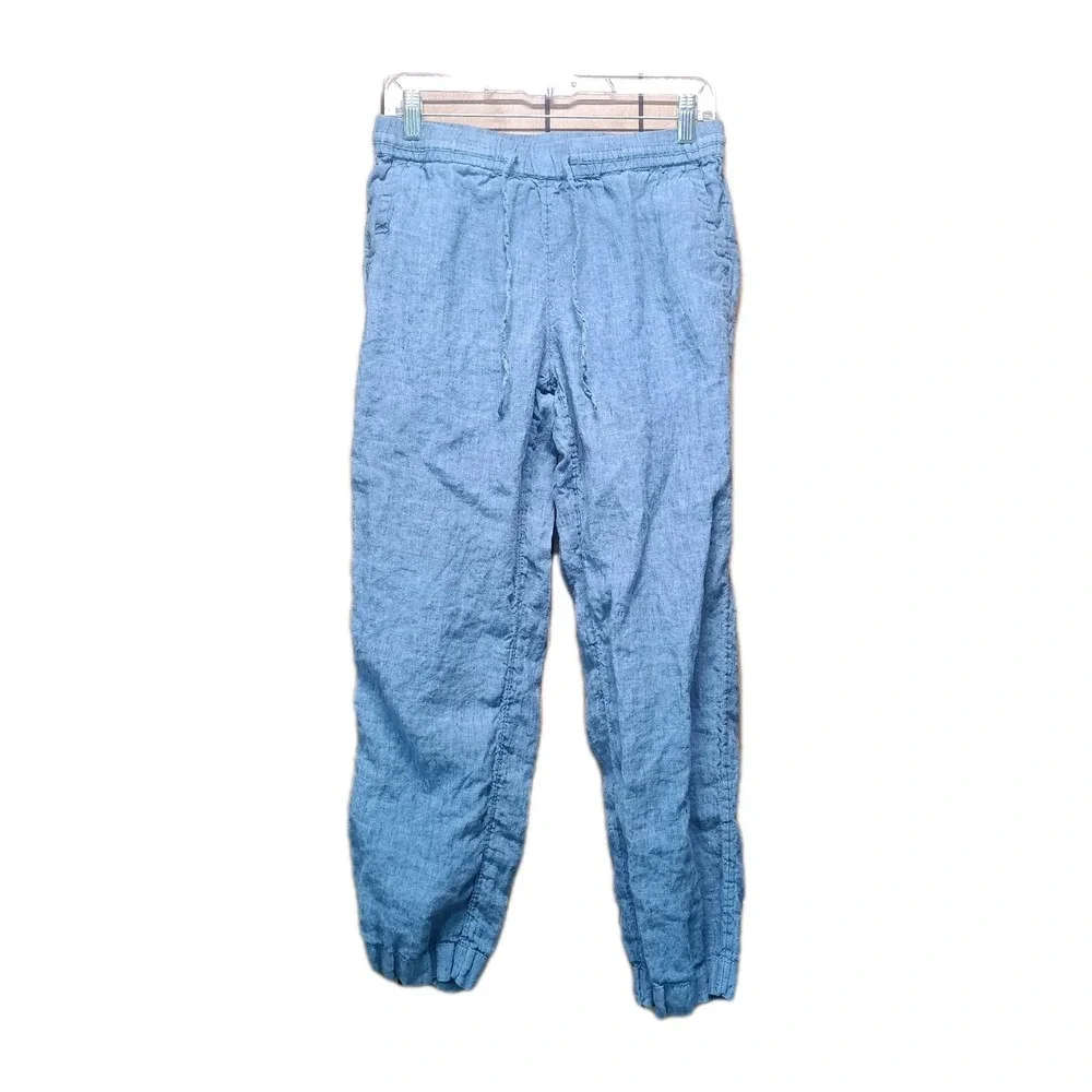Charter‎ Club Pants Womens S Blue Luxury Linen Straight Leg Trousers Office Y2K